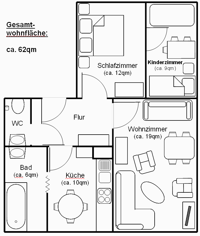 Grundriss der Ferienwohnung